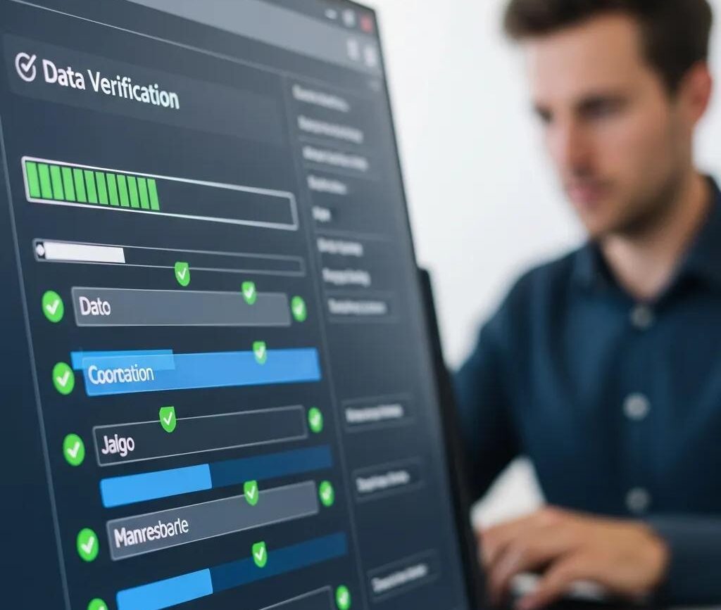 Close-up of data verification software ensuring reliability in lead generation processes